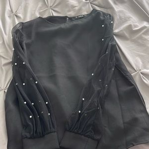 Long Sleeve Top with Pearl Sleeves
